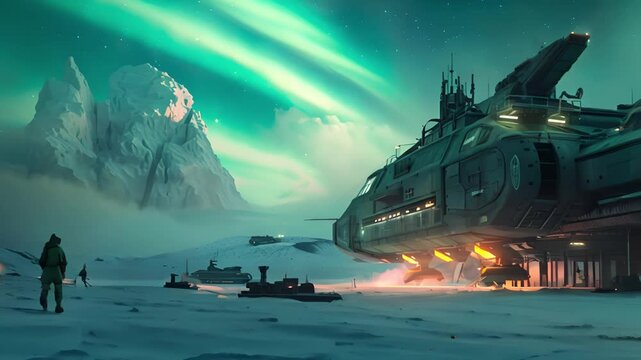A lone soldier stands in the snowy landscape