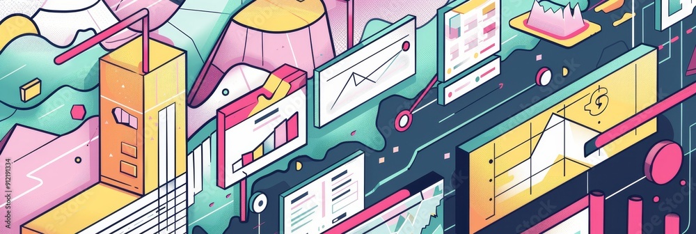 Poster data-driven design: building a powerful digital ecosystem - this illustration represents a modern, d