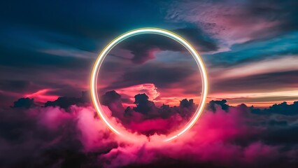 light ring on sky with clouds and sun