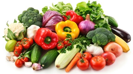 Vibrant assortment of healthy vegetables and fruits. Perfect for a nutritious diet.