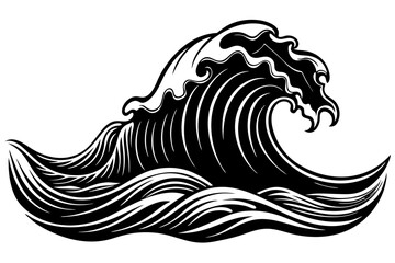 
Ocean Wave Silhouette, Sea Wave Vector illustration


