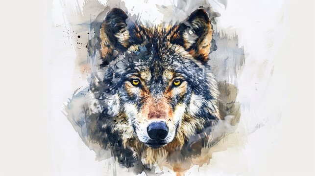 Fierce wolf profile in a stylized abstract art form.