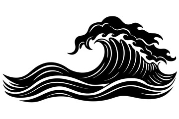 
Ocean Wave Silhouette, Sea Wave Vector illustration


