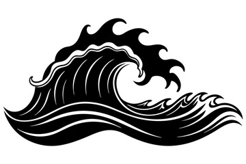 
Ocean Wave Silhouette, Sea Wave Vector illustration


