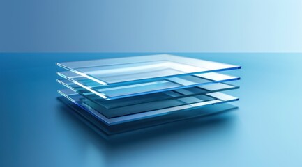 Stack of Glass on Blue Background