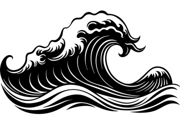 sea wave silhouette isolated on white background. Nature ocean graphic symbol vector illustration
