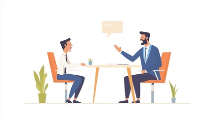 Angry boss yelling at employee, tense office scene, flat design illustration