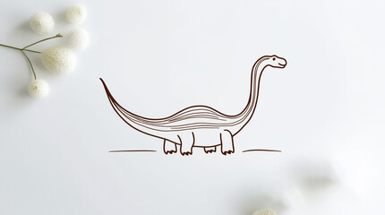 Fototapeta premium brachiosaurus line art