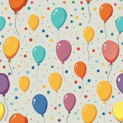 Seamless pattern of confetti-filled balloons
