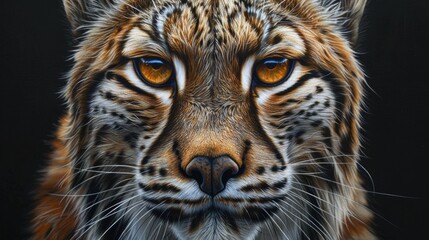 Fototapeta premium This wildlife painting captures the intense piercing gaze of a majestic tiger revealing its fierce predatory instincts and captivating presence in the wild