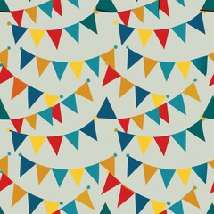 Obraz premium Seamless pattern of festive bunting flags