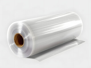 single plastic film wrap roll isolated on transparent background