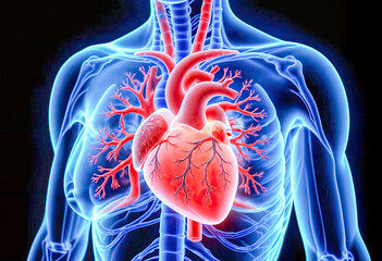 Human Heart and Lungs X-ray Illustration