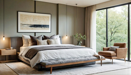 Modern Bedroom with Natural Light and Minimalist Decor