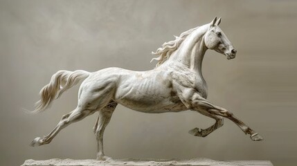 Fototapeta premium Lifelike Equine Sculpture Capturing the Majestic Movement and Energy of a Galloping Horse
