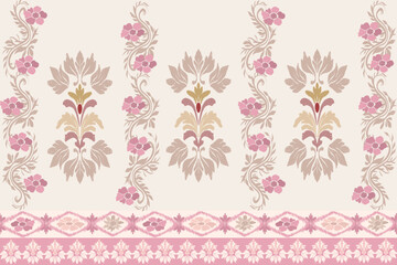 Ikat flower seamless pastel tones , Motif ethnic  floral seamless textil,  embroidery, print striped ornament floral, pattern, design for wrapping, silk, scarf, background, textile