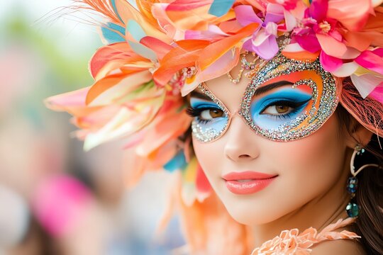 Carnival: Colorful costumes, masks, and parade floats.