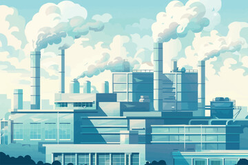 Obraz premium vector Factory building with smoke
