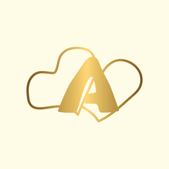 Letter A heart logo icon design template elements
