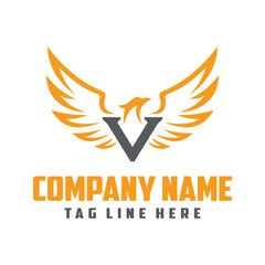 Letter V phoenix logo template vector