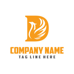 Letter D phoenix logo template vector