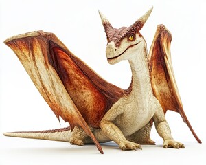 Obraz premium A Brown and White Dragon with Wings Spread Out