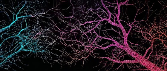 overlay of H-tree pattern, on black background, Generative AI 