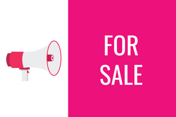 for sale button, banner, label, template for website. for sale text with colorful megaphone icon
