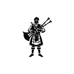 Obraz premium Creative Bagpiper Silhouette Vector Art