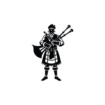 black scottish bagpiper playing bagpipes clip art preview