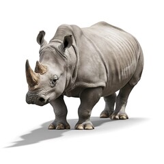 Obraz premium A rhino with a horn on its head is standing on a white background