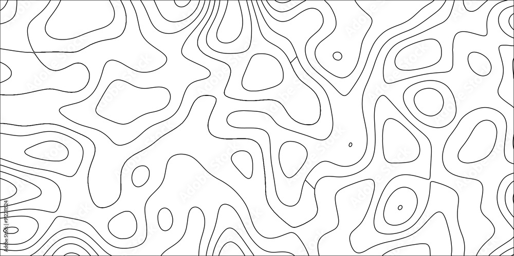 Aufkleber Topographic map background geographic line map with elevation assignments. Concept of a conditional geography scheme and the water path. White wave paper curved reliefs.