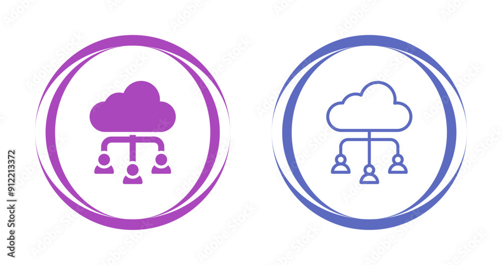 Sticker cloud collaboration vector icon