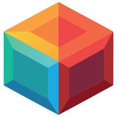 Abstract colorful geometric cube:this image shows an abstract geometric cube with six sides, each colored a different shade of the rainbow. Vector illustration