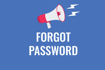 forgot password button, banner, label, template for website. forgot password text with colorful megaphone icon
