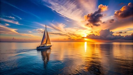 Golden Hour Sail: A Serene Sunset Voyage  AI generated