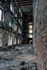 destroyed school in a city lost in the war in Ukraine