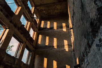 destroyed school in a city lost in the war in Ukraine