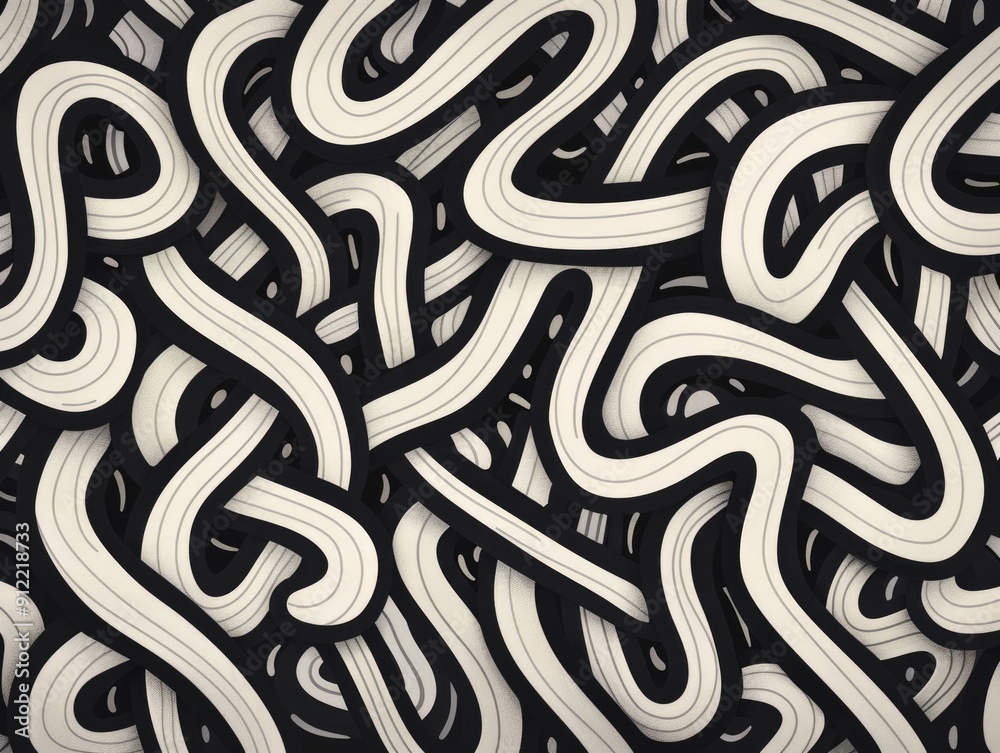Poster Mesmerizing abstract doodle art featuring intricate hand drawn typography and dynamic swirling patterns creating a captivating and visually striking design