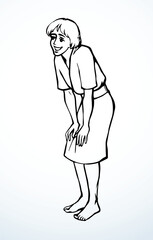 Vector drawing. Young girl playing