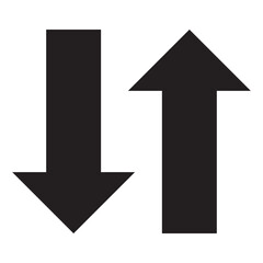 up and down arrows icon vector, Rounded mini arrows, up-down icon. A small two-way black direction symbol.