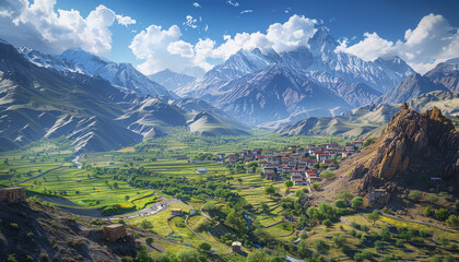 Naklejka premium beautiful aerial view of Spiti Valley