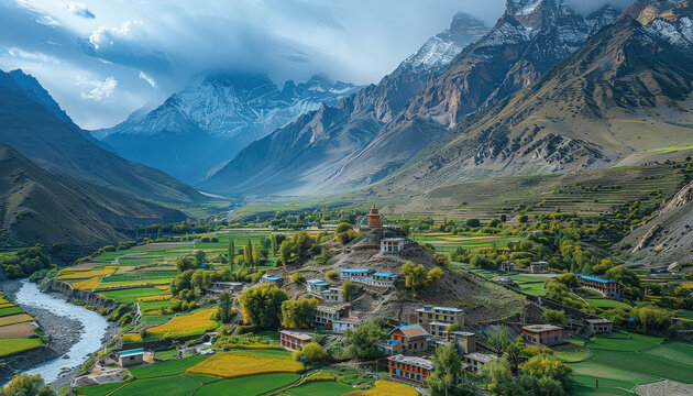 beautiful aerial view of Spiti Valley