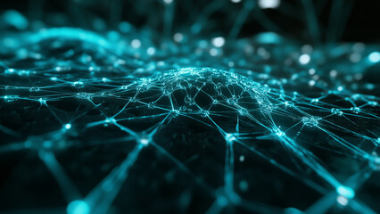 Turquoise Neural Network: AI Digital Backdrop