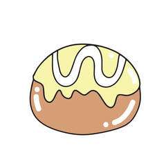 Line handrawn breakfast food. cookies, cakes, pudding, donut, croissant, beef slice, strawberry candy, sandwich, egg