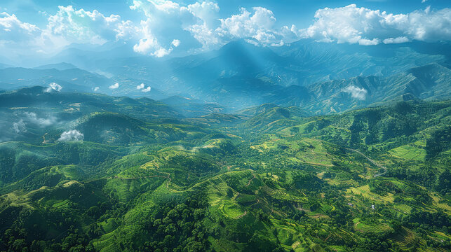 beautiful aerial view of The Khasi Hills