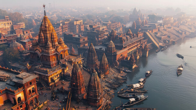 beautiful aerial view of varanasi the holy city