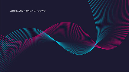 Abstract dynamic lines on dark background. Modern red and green flowing wave lines. Futuristic technology concept.