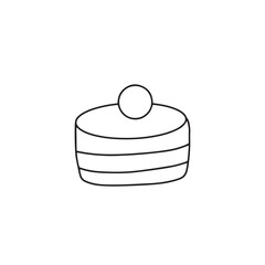 Line handrawn breakfast food. cookies, cakes, pudding, donut, croissant, beef slice, strawberry candy, sandwich, egg