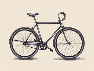 Bicycle Sketch with Intricate Hand Drawn Details in a Sleek Minimalist Black and White Design Style  Showcasing the Classic Form and Technical Elements of a Vintage Bicycle Portrayed in a Modern